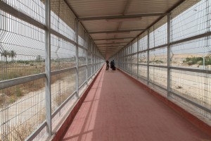 Members of the Washington Physicians for Social Responsibility delegation cross into Gaza. (Bob Haynes photo)