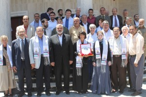 Delegates meet with Gaza Prime Minister Ismail Haniya. (Bob Haynes photo) 