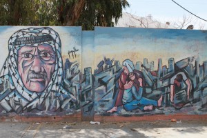 A wall painting commemorates the Nakba. (Bob Haynes photo)