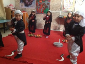 Kindergarten students dancing.