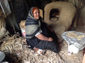 woman of courage baking bread