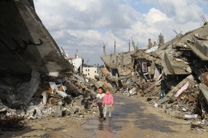 Homes once stood where they are walking. (Photo by Bob Haynes)