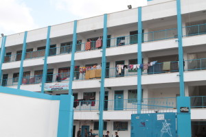 A UNRWA school in Gaza, now temporary housing. (Photo by Bob Haynes)