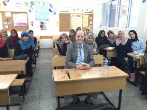 Dr. David Drake, guest speaker at UN school girls English class