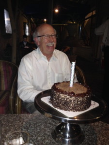 Bob Haynes celebrating his birthday in Gaza