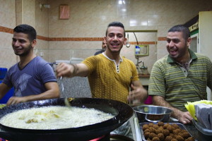 The most famous falafel stand - Mahmoud in the center
